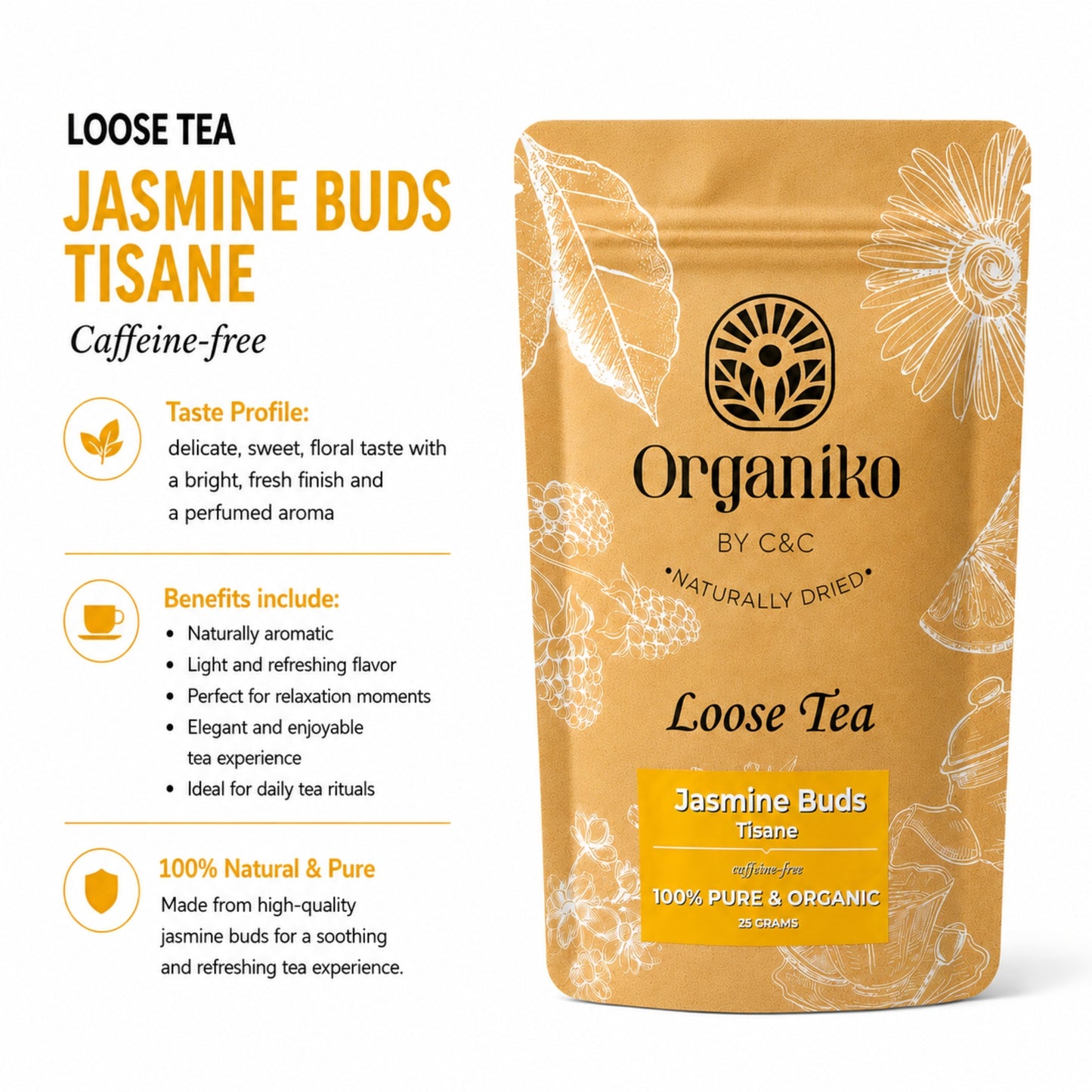 Jasmine Buds Flower Tea 50 grams Loose Tea