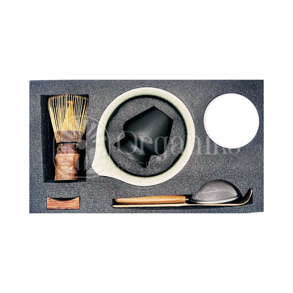 Organiko Matcha Set Accessories with Uji Matcha Green Tea & Hojicha Green Tea Includes Tea Strainer in Premium Box