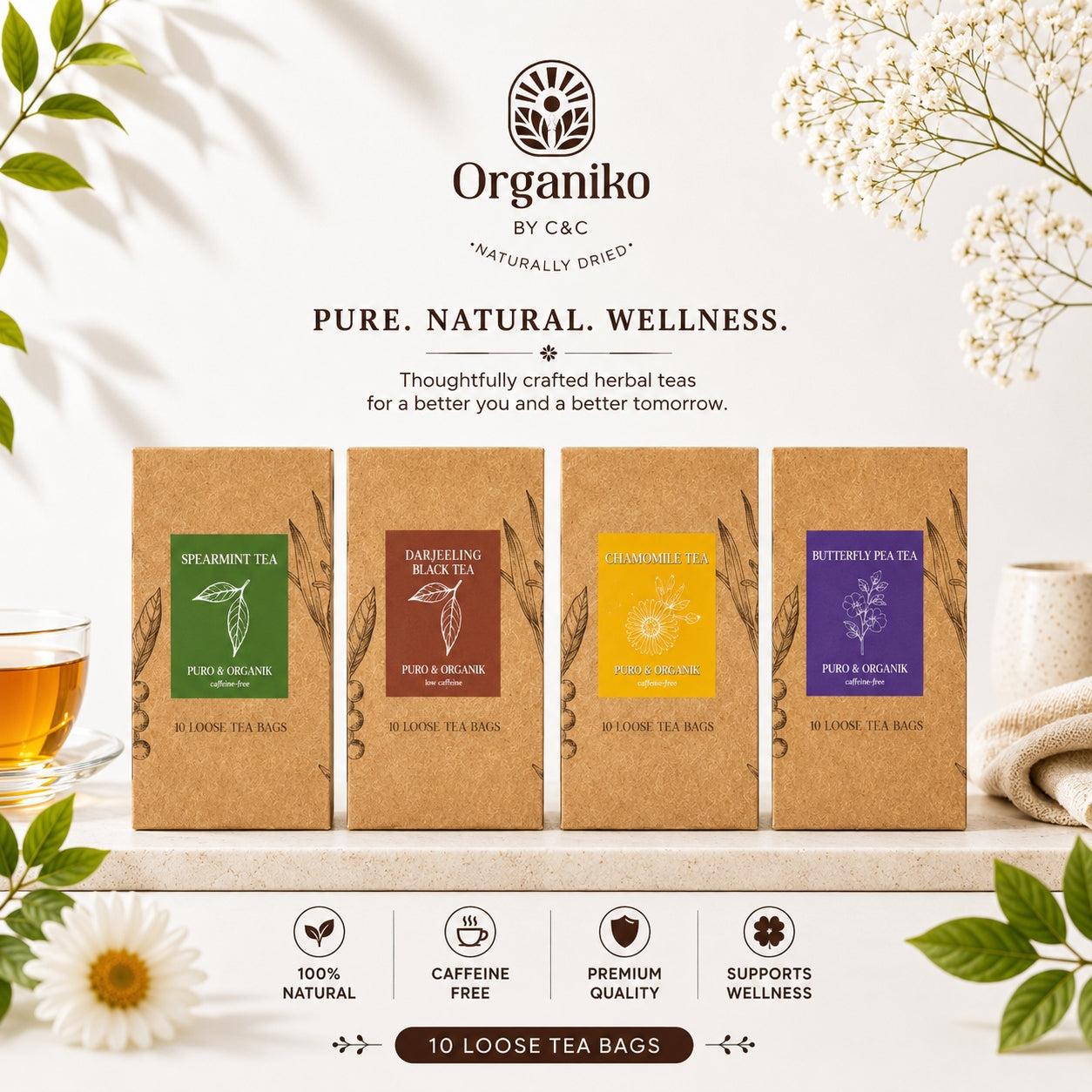 BOX OF 10 PREMIUM LOOSE TEA BAGS