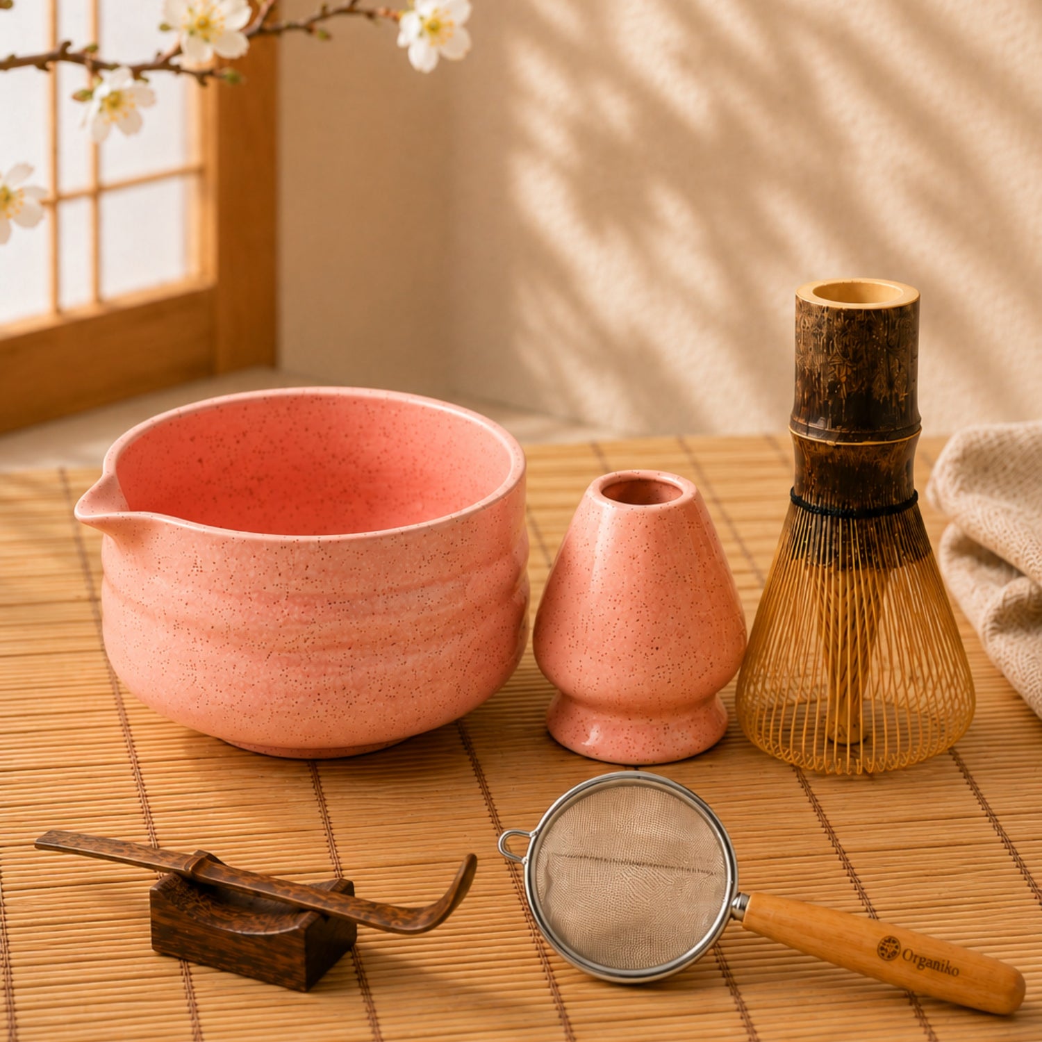 This file offers a detailed overview of matcha accessories to enhance the matcha tea experience. It describes essential items like bamboo whisks, bowls, and scoops, covering their materials, uses, and benefits.