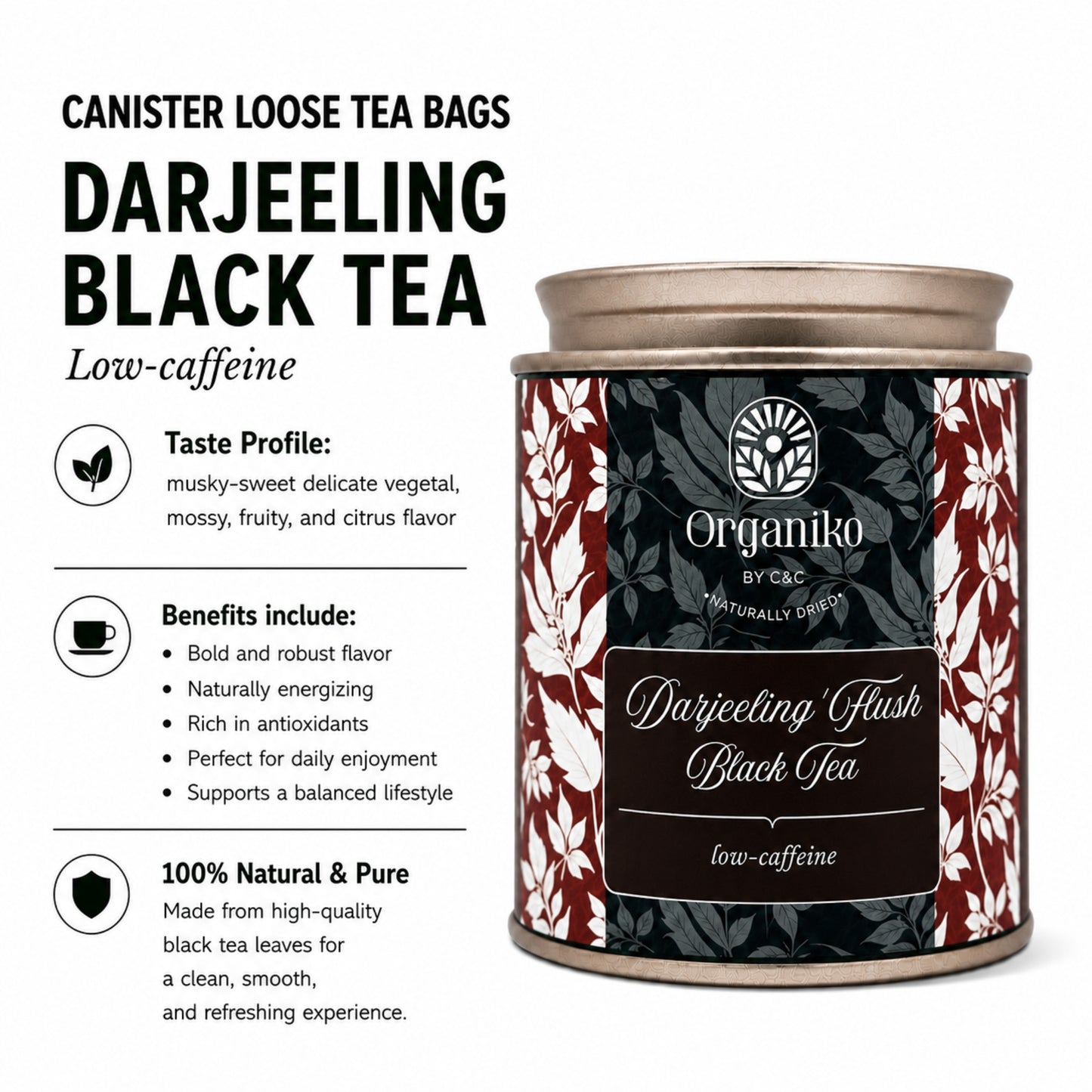 Organic Loose 15 Tea Bags on-the-go Net. Weight Per Piece 2grams