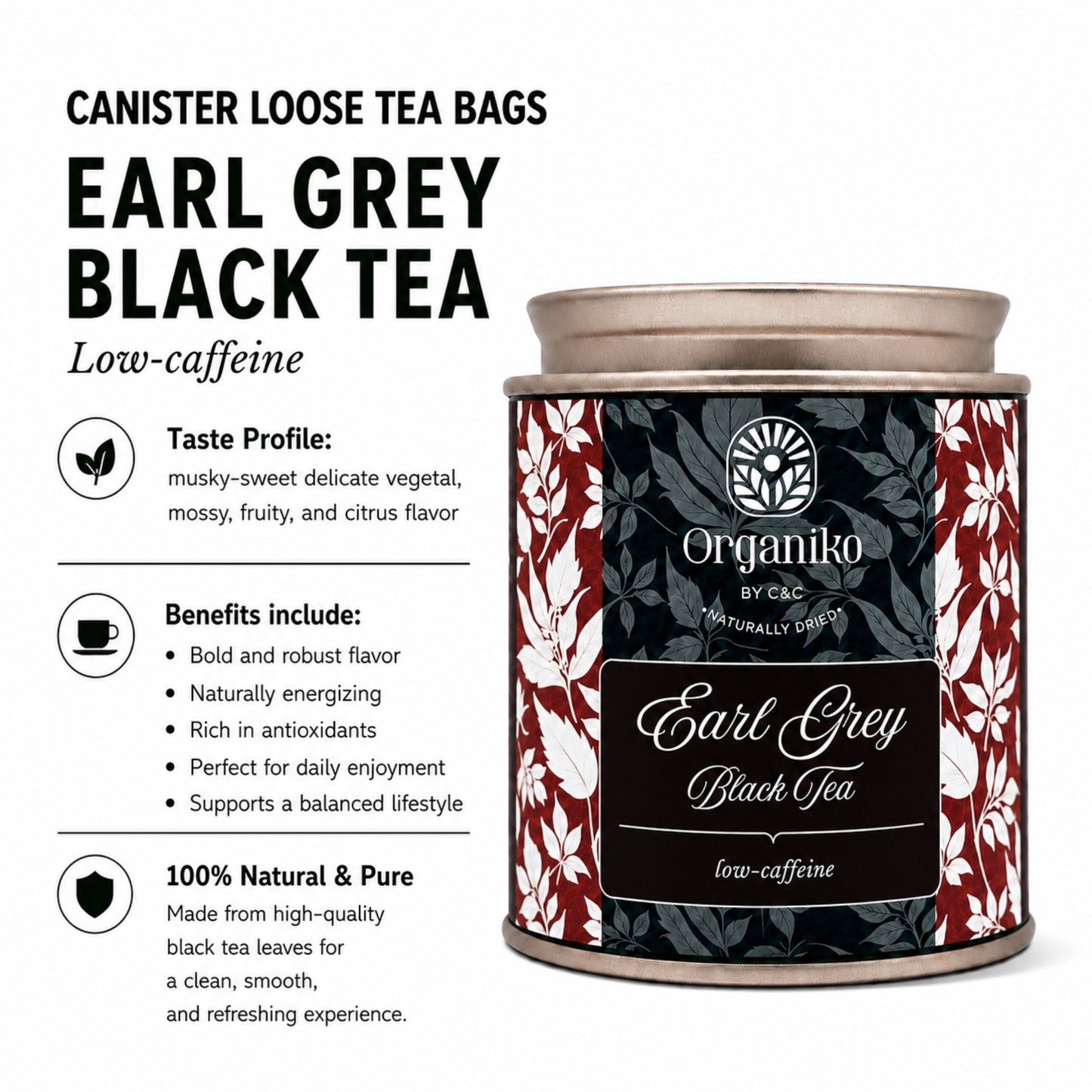 Organic Loose 15 Tea Bags on-the-go Net. Weight Per Piece 2grams