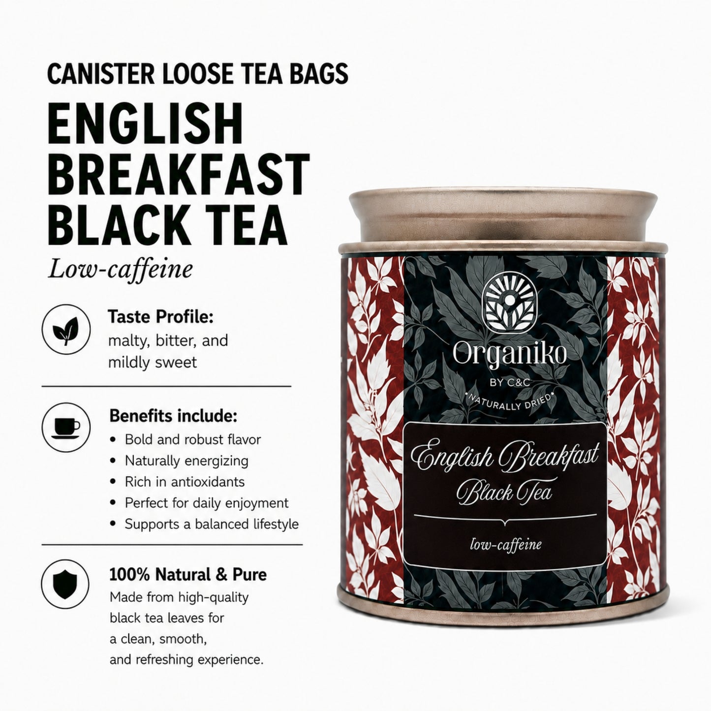 Organic Loose 15 Tea Bags on-the-go Net. Weight Per Piece 2grams