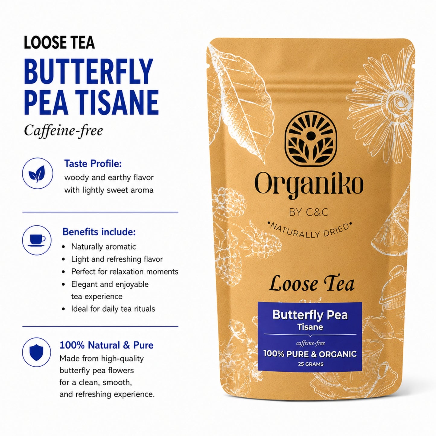 Butterfly Pea Flower Tea 50 grams Loose Tea