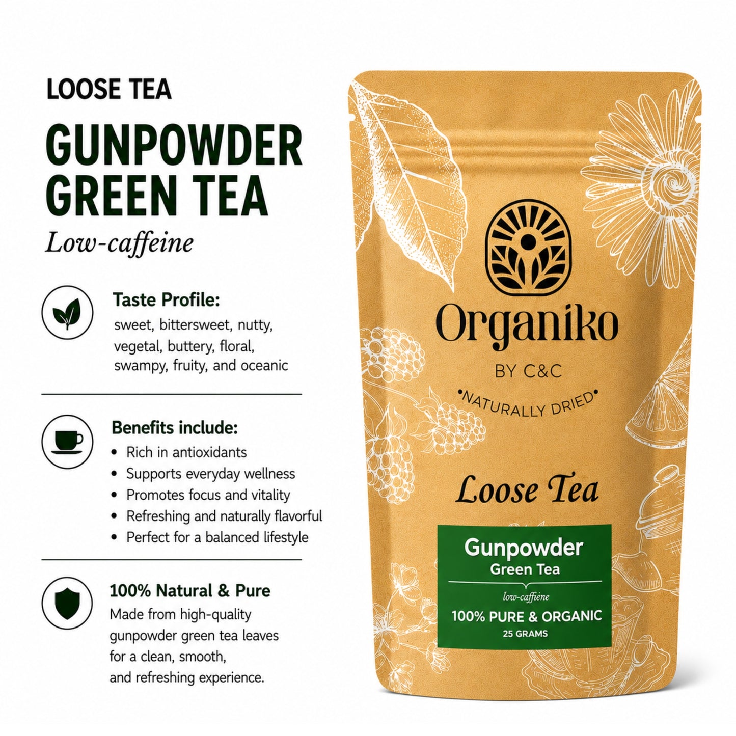 Gunpowder Green Tea 50 grams Loose Tea