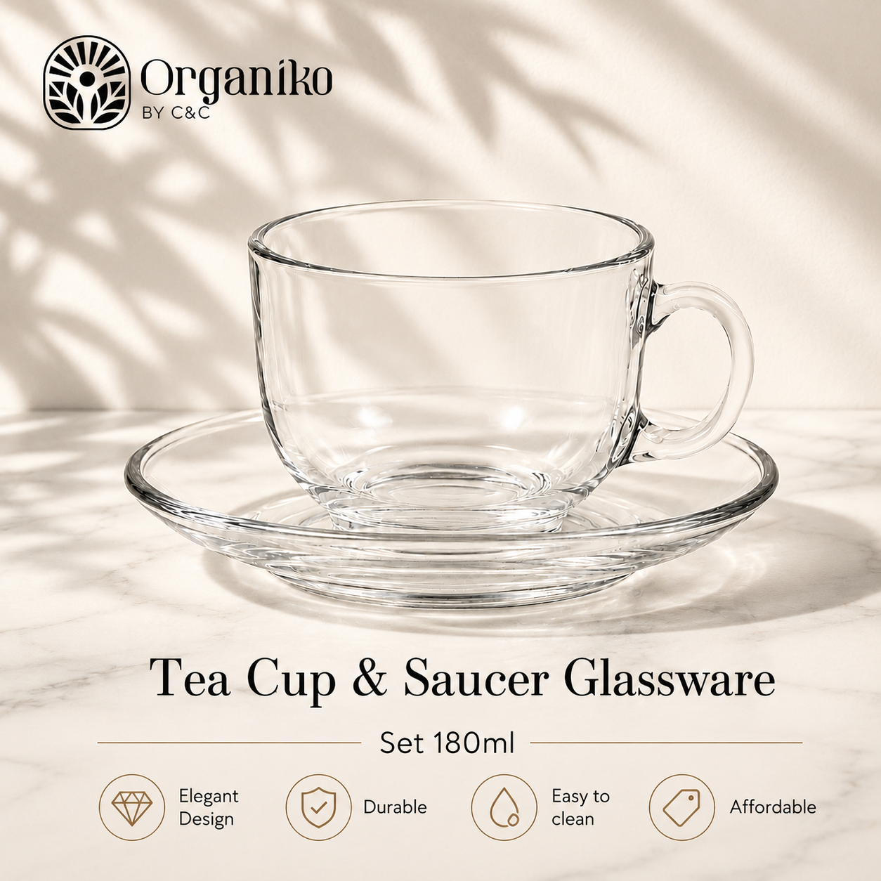 Cup and Saucer Glassware Set 180ml
