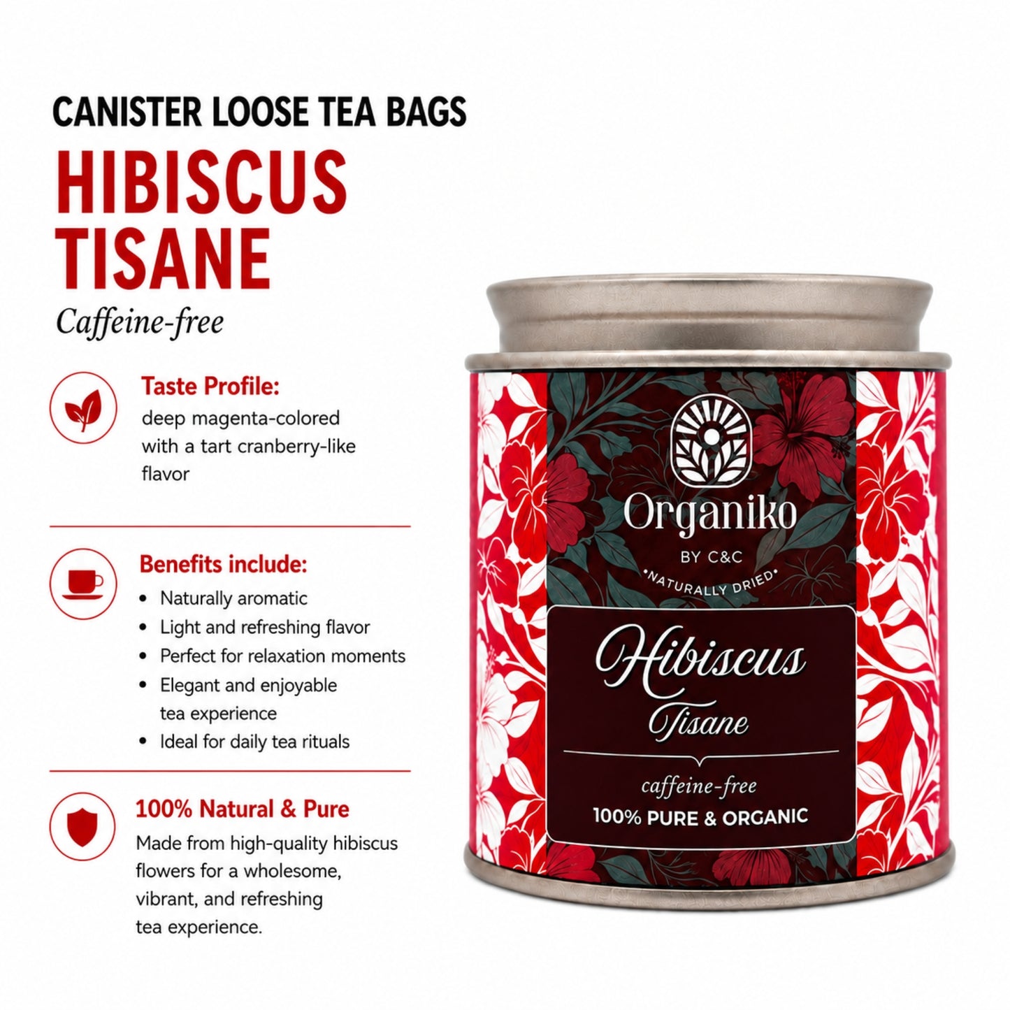 Organic Loose 15 Tea Bags on-the-go Net. Weight Per Piece 2grams