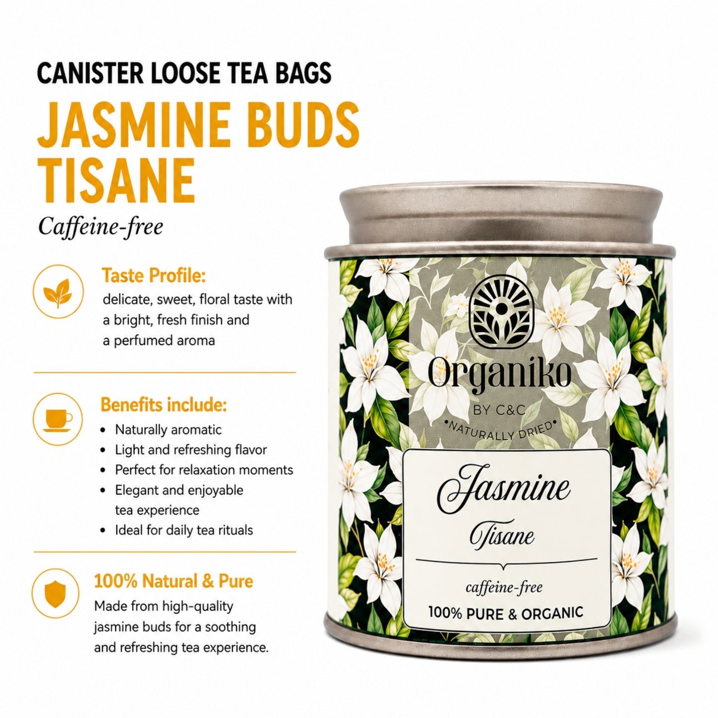 Organic Loose 15 Tea Bags on-the-go Net. Weight Per Piece 2grams
