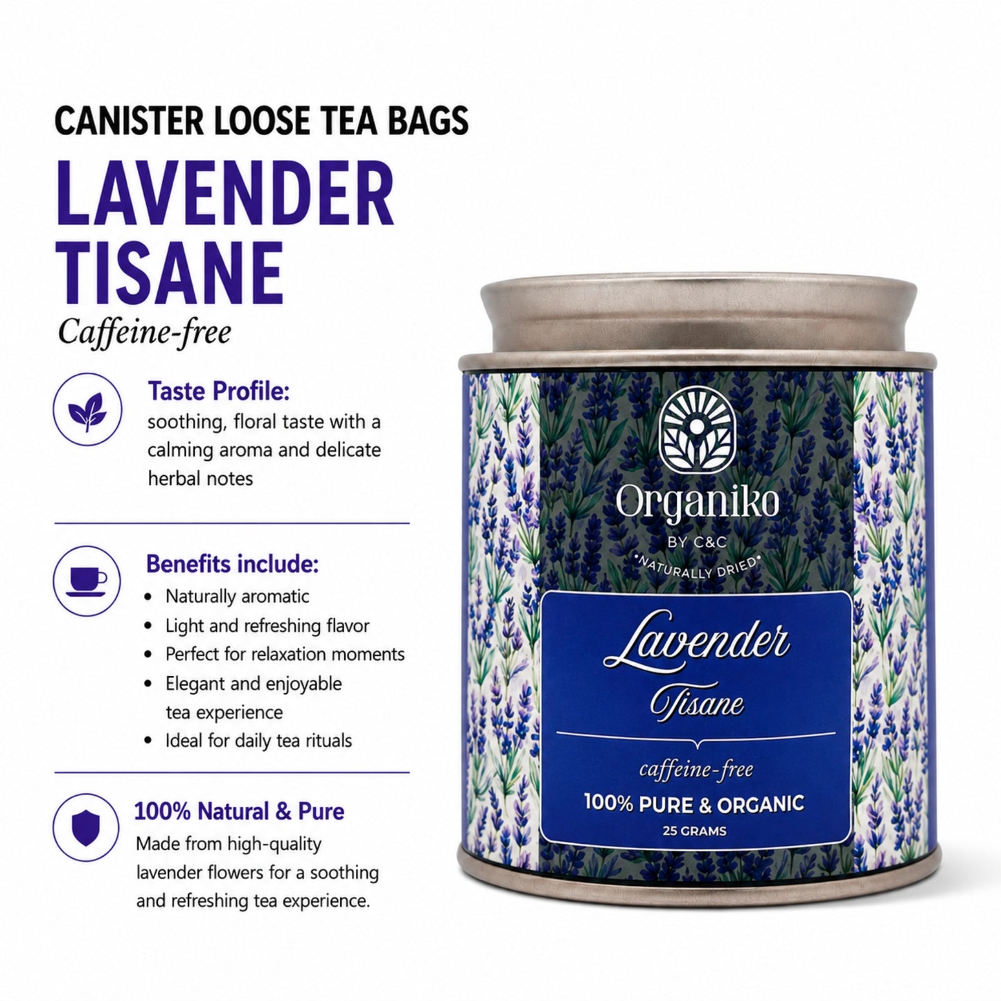 Organic Loose 15 Tea Bags on-the-go Net. Weight Per Piece 2grams