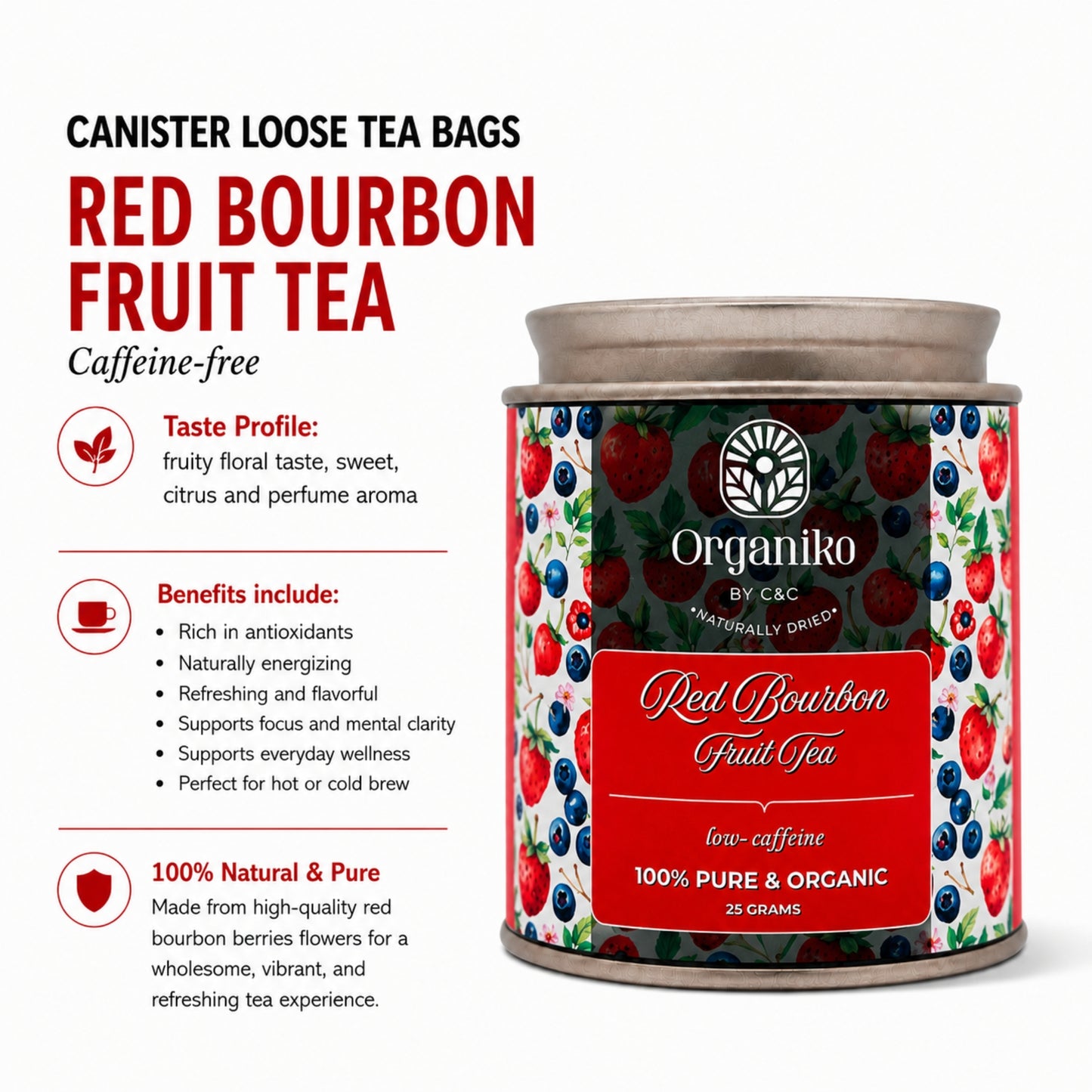 Organic Loose 15 Tea Bags on-the-go Net. Weight Per Piece 2grams