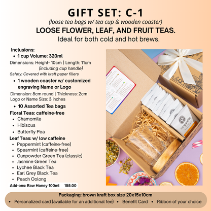 Gift Set Tea Special Wooden Coasters with Customized Engraving Name or Logo for Every Occasion