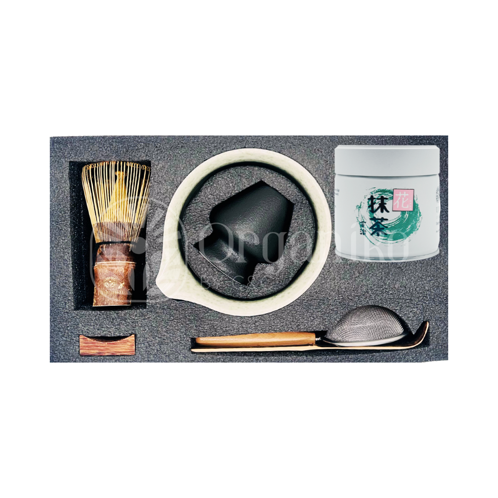 Organiko Matcha Set Accessories with Uji Matcha Green Tea & Hojicha Green Tea Includes Tea Strainer in Premium Box