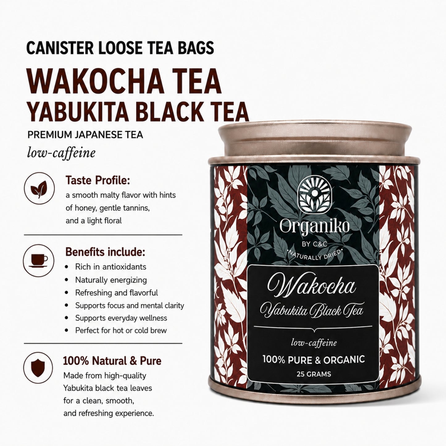 Organic Loose 15 Tea Bags on-the-go Net. Weight Per Piece 2grams