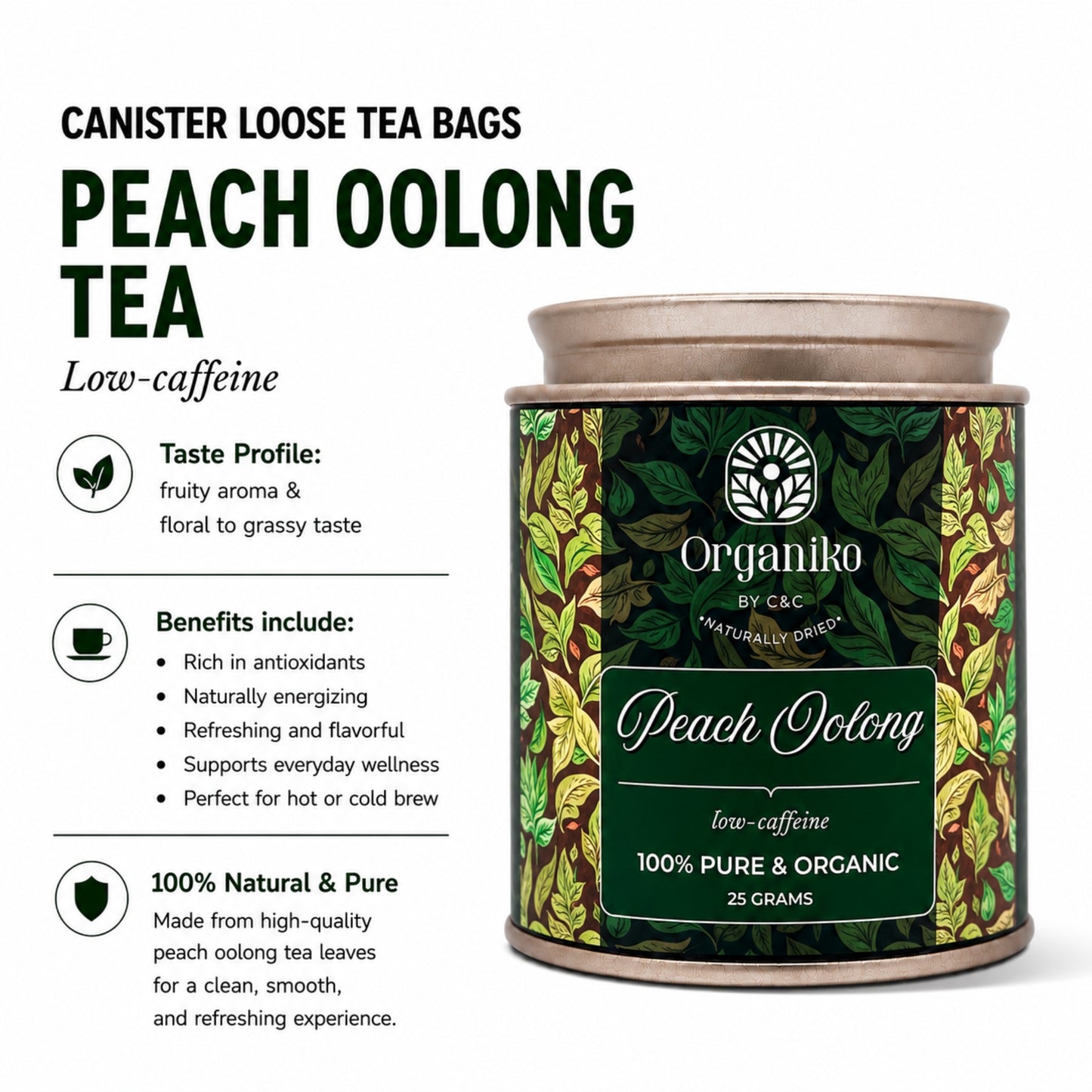 Organic Loose 15 Tea Bags on-the-go Net. Weight Per Piece 2grams