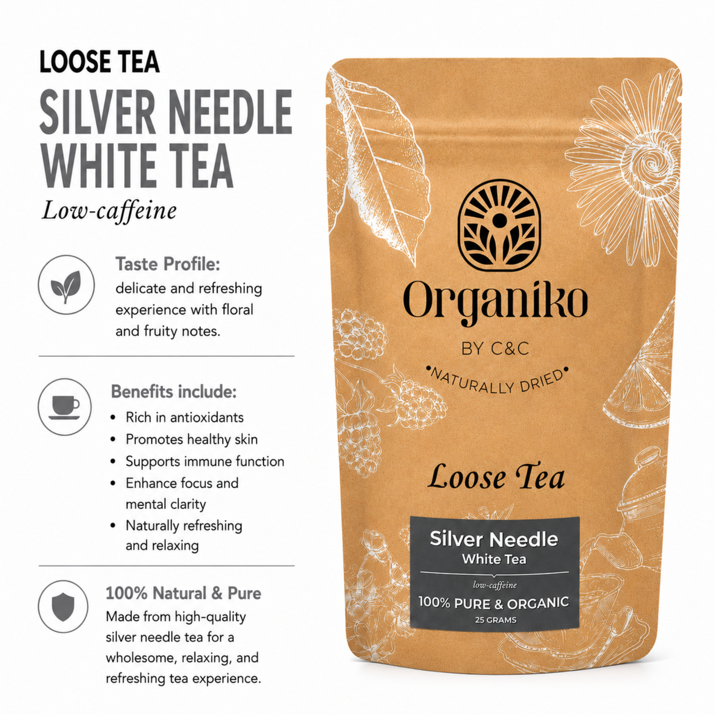 White Tea Silver Needle 25 grams Loose Tea