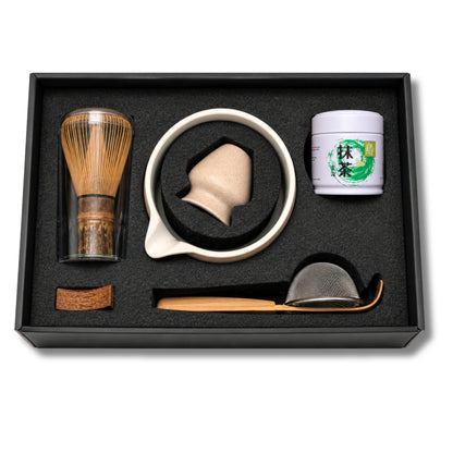 Organiko Matcha Set Accessories with Uji Matcha Green Tea & Hojicha Green Tea Includes Tea Strainer in Premium Box
